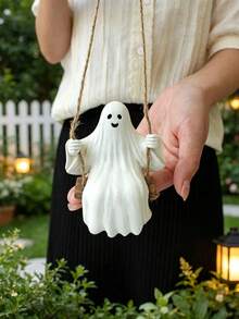 Cute Swinging Ghost Car Mirror Hanging Ornament,Halloween Swing Ghost Pendant Decoration For Venue Setup, Hanging Ghost And Demon Ornaments, Halloween Gift, Car Interior Accessory For Halloween - Multicolor - View 8