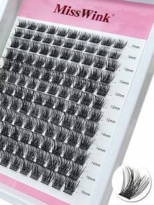 Miss Wink Eyelash Extension Mixed Set, 12 Rows Of 8-16mm Length 0.07mm D Curl 120 Pcs Thick & Curly Lashes, Suitable For Daily Makeup Or Outings - Black - View 2