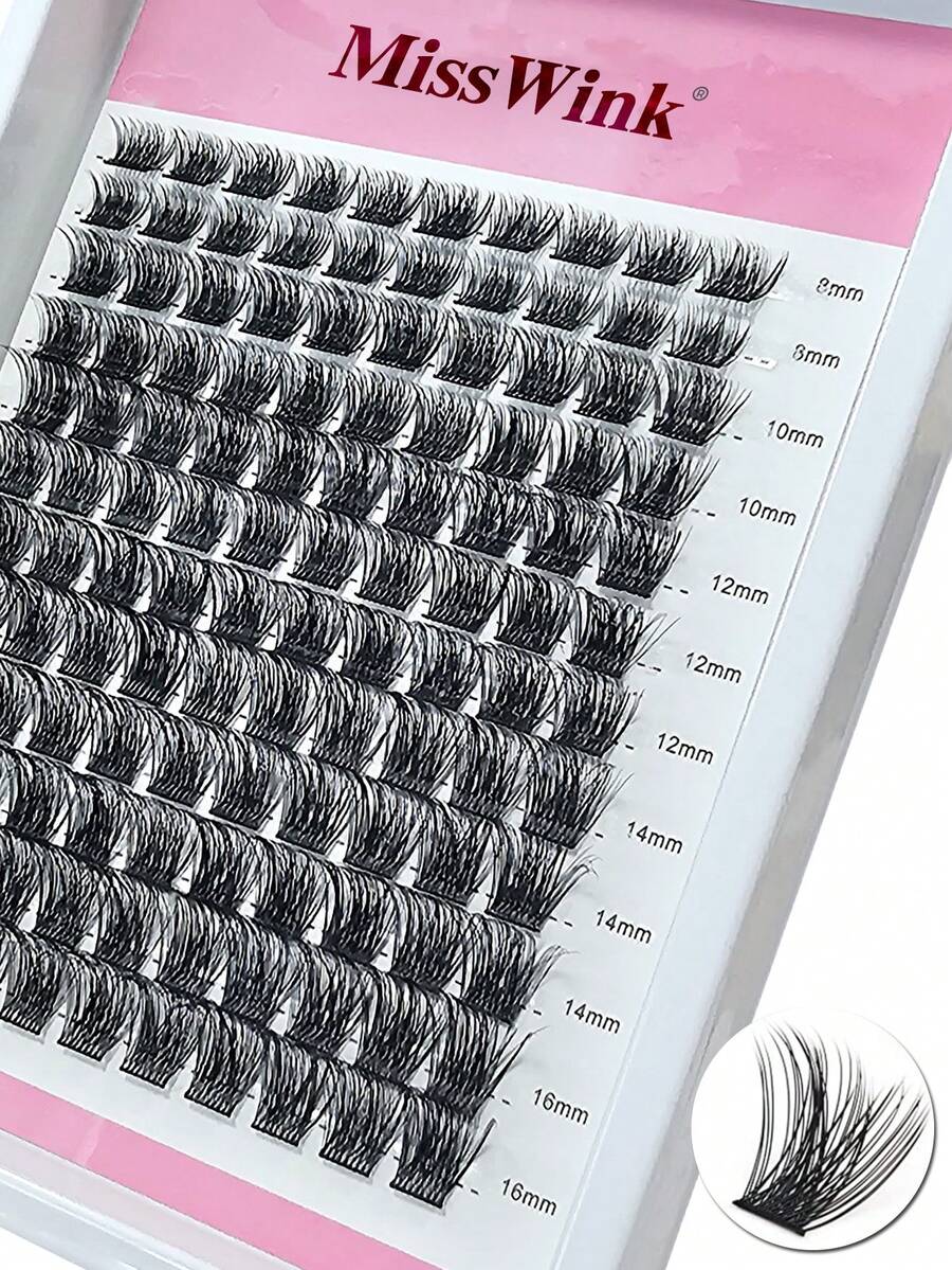 Miss Wink Eyelash Extension Mixed Set, 12 Rows Of 8-16mm Length 0.07mm D Curl 120 Pcs Thick & Curly Lashes, Suitable For Daily Makeup Or Outings