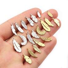 10pcs Stainless Steel Leaf Feather Charms Pendant For Necklace Earring Bracelet DIY Crafts Jewelry Making Accessories Findings - Feather - View 2