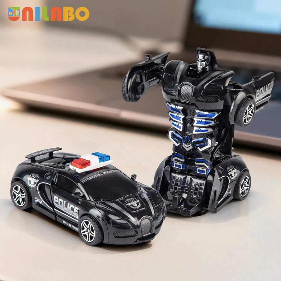 [Exclusive Color]Transforming Racing Car Toy - Auto-Transforming Robot Car Mini Toy Party Favor Perfect Gift From Mom To Boys! Racing Car Toy Children's Vehicle Racing Car Toy Boys Toy > Children's Racing Car Children's Toy Robot Car Boys Birthday Toy Back To School Season - Multicolor - View 1