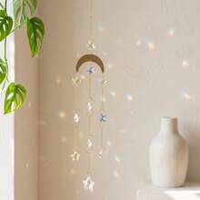 1pc Gold Moon Star Crystal Suncatcher, Glass Prism Pendant, Multi-Use Home Window, Car Interior And Handbag Charm, Bedroom Garden Decor, Halloween Christmas Birthday Gift For Her - Moon Star Crystal Wind - View 7