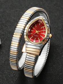Women's Luxury Delicate Snake-Shaped Quartz Watch, Exquisite Niche Water Drop Dial With Alloy Elastic Multi-Layer Bracelet Band, Gift For Girlfriend (1pc/Set) Watch Box Not Included - Multicolor - View 6