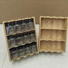 A Rotating Bamboo Spice Rack Set Featuring Multiple Glass Jars With Airtight Metal Lids; A Countertop Organizer Suitable For Storing A Variety Of Seasonings And Spices In The Home Kitchen. - Multicolor - View 5