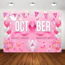 Banner phẳng 2D tuyên truyền nâng cao nhận thức ung thư vú, trang trí tháng 10 hồng, logo tháng nâng cao nhận thức ung thư vú, phông nền chụp ảnh hy vọng niềm tin sức mạnh ruy băng - 12 - Xem 2