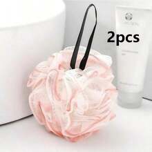 1pc Floral Pattern Bath Bubble Ball Set, Soft Exfoliating Scrub Ball, Rich Foam, Gentle Exfoliating Bath Ball, Back Massage Bath Ball, Loofah, Skin-Friendly Material, Suitable For Personal Care Exfoliation And Body Cleansing, 2pcs Pink Bath Balls - Multicolor - View 5