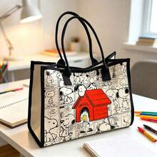 حقيبة قماشية بتصميم كرتوني Snoopy، حقيبة يد بسعة كبيرة، حقيبة كتف جديدة للتنقل، حقيبة متعددة الاستخدامات للعطلات والسفر والاستخدام اليومي والتسوق وتخزين الهاتف والمستحضرات التجميلية، هدية عيد ميلاد للأصدقاء، هدية صداقة للعودة إلى المدرسة، هدية العطلات - 1 - مشاهدة 5
