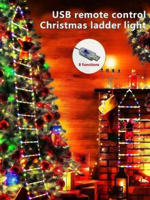 59.06IN Christmas Ladder Light, USB Powered LED Christmas Candy Ladder Light, Decorative Ladder Light, USB Powered, Suitable For Home, Porch, Window, Wall, Christmas Tree Outdoor Indoor Decoration, Christmas Holiday String Lights Pendant, Santa Claus Climbing Ladder Light Decoration, Yard Lawn Holiday Decoration Atmosphere Light, Porch Hallway Landscape Light Wall Lamp - Christmas Ladder Lights - View 7
