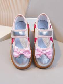 Sepatu Kanvas Sol Lembut Potongan Dangkal untuk Anak Perempuan dengan Perekat Velcro, Sepatu Olahraga Kasual Anak yang Anti Selip dan Bernapas - Perak - View 5