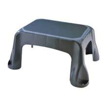 Plastic Step Stool, In-Mold Tread, 1-Step, Gray - Single - View 3