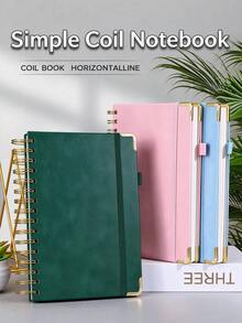1/2/4pcs A5 Spiral Notebooks, 150/300 Pages, Metal Coil Hardcover, Elastic Closure, Cute Fashion Writing Notebooks, Suitable For Notes, Diaries And Learning, Perfect For Girls, Students, University, Office, Work And Back To School - Multiple Styles - View 2