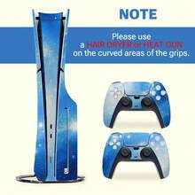 Blue Galaxy Starry Sky Pattern Vinyl Skin Sticker Set Compatible With PS5 Slim Console And Controller, Waterproof, Scratch-Resistant, Removable With No Residue - View 10