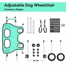 Black/Green Dog Rear Wheelchair With Leash - Lightweight Portable Wheelchair With Reflective Strips, Adjustable Pet Wheelchair, Suitable For Senior Dogs, Injured Or Disabled Dogs, Dog Wheelchair Harness Set With Leash, Suitable For Disabled Pet Rear Legs, Helping Pet Rear Limb Disability, Recovery Of Mobility (Suitable For Dogs Within 11-40lb) - Multicolor - View 5