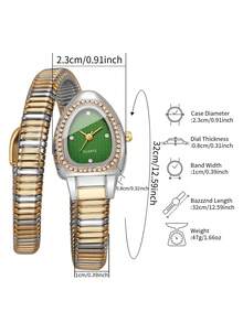 Women's Luxury Full Rhinestone Snake-Shaped Bracelet Watch, Elastic Alloy Band With Textured Rhinestone Dial, Fashion Quartz Wristwatch (1pc/Set) Watch Box Not Included - Multicolor - View 3