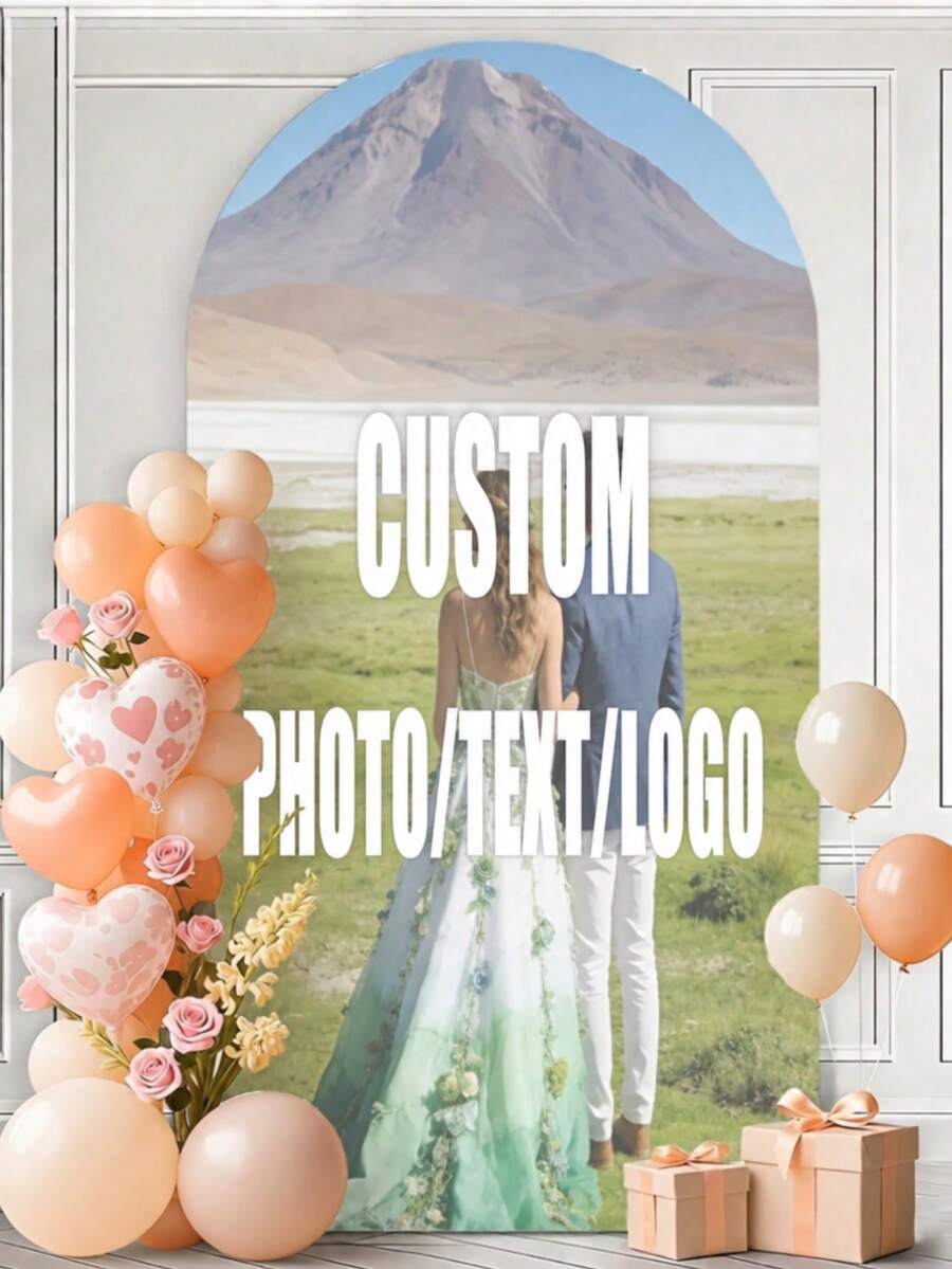 Personalized Elastic Canvas Arch Backdrop Cover - Suitable For Dome Backdrop Frame, No Electricity Required, Indoor/Outdoor Use, Durable Elastic Polyester Material Banner Cloth, Festive Atmosphere, Party Decoration, Multiple Sizes Available, Perfect For Graduation Season, Birthday Party, Wedding Party, Christmas, Halloween, Valentine's Day, Mother's Day, Easy To Set Up, Suitable For Birthday, Theme Party, Wedding - Multicolor - View 1