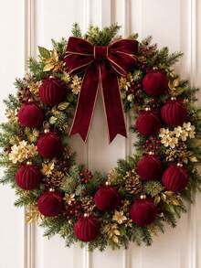 12/1pcBurgundy Christmas Ball Ornaments With Bows, Hanging Ropes And Gift Box, Elegant Shatterproof Christmas Tree Decorations For Holiday Parties, Weddings, Home, Fireplace And Winter Decor - A - View 6