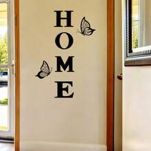 1pc, 30x60cm, Modern Minimalist HOME Letter Wall Sticker, Black Butterfly Accents, Living Room Entryway Wall Decor - 1PC - View 5