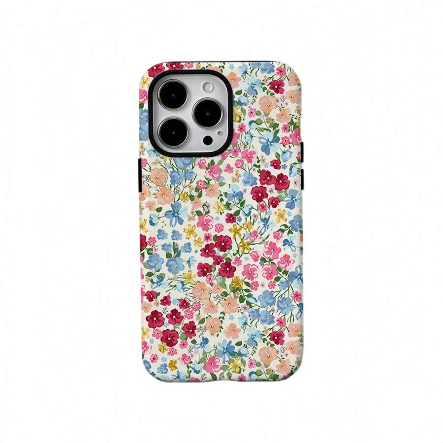 Shockproof Fashion Vintage Floral Phone Case, Compatible With IPhone 17 Pro Max, 16, 15 Plus, 14, 13, 12, 11 Pro Max Spring - Multicolor - View 1