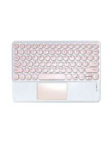 Portable Round Keycap Bluetooth Keyboard With Touchpad, Wireless Rechargeable Built-In Tablet Holder, Multi-System Compatible For IPad Tablet Phone Laptop, Slim Cute For Travel Office Study - View 10
