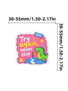 50Pcs Kids Good Habit Reminder Stickers, Cute Cartoon Daily Routine Positive Phrase Decals, Waterproof Vinyl Stickers For Classroom, Planner, Water Bottle, Laptop & DIY Craft Decor - Multicolor - View 6