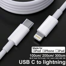 Kabel Data USB-C ke Lightning, 3,3 kaki, Mendukung Pengisian Cepat PD 27W dan Power Delivery, Terbuat dari Bahan TPE Putih Fleksibel, Kabel Pengisian Cepat Type-C ke Lightning, Kompatibel dengan iPhone 14 13 12 11 Pro Max, Kompatibel dengan iPhone XS MAX/XR/X/8/7/Plus/6S Plus, Kompatibel dengan iPad, Kabel Pengisian Cepat, Kabel Adaptor Daya - Putih - View 3