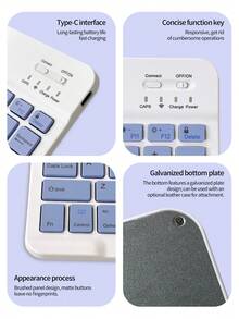 AKKHOO Wireless Bluetooth Keyboard And Mouse Compatible With Computer, Phone, Tablet, Rechargeable Silent, Mini Keyboard And Mouse Set - Purple - View 6