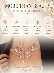 outingfit 1pc Minimalist Geometric Metal Tassel Necklace, Fashionable Versatile Accessory For Women's Evening Wear - Silver - View 5