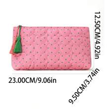 Custom Embroidered Polka Dot Quilted Makeup Bag With Tassel Zipper, Portable Cosmetic Pouch Travel Organizer, Personalized Gift For Girl - Multicolor - View 4