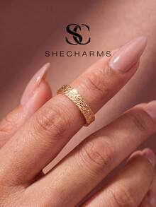 1pc Minimalist Genuine Diamond Super Shiny Ice Crystal Ring, Elegant Exquisite Jewelry Gift For Women And Girls Date - Gold - View 2