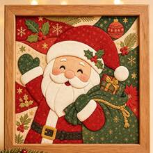 DIY Christmas Fabric Punch Needle Art Decoration Set, Adult Version, Seamless 7.87 Inch Mosaic Wall Art Handmade, Includes Frame And Tools, Relaxing Holiday Home Decor, Christmas Gift, Creative Craft Kit - Multicolor - View 11