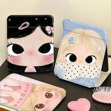 Cute Big Eye Girl Design Foldable Makeup Mirror, Portable Desktop Vanity Mirror For Students Dorm, Girls Touch-Up Mirror - Multicolor - View 2