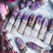 1pc Random Amethyst Lace Agate Crystal Tower - Home Decor, Ideal Choice For Gifts, Crystal Column, Crystal Point - Purple - View 4