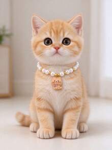 1 Adorable Faux Pearl Kitten Pendant Collar-Pet Necklace, Perfect For Everyday Wear For Kittens Cat Accessories - Multicolor - View 4