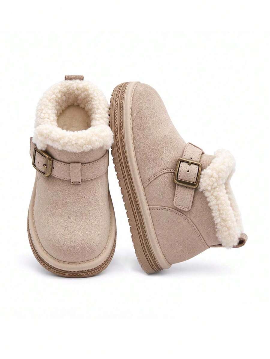Balabala Kids Winter Snow Boots, Boys & Girls Thick Fleece Lined, Warm & Grip - Camel - View 1