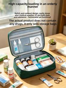 1pc Family Large-Capacity Medical Storage Bag With Tiered Large Openings For Portable Medicine Cabinet, Home Emergency First Aid Kits,The Actual Product Does Not Contain Any , It Only Sells Storage Bags - Multicolor - View 4