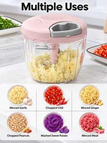 Manual Pull Cord Food Chopper - ABS Material Garlic Grinder And Vegetable Processor, No Electricity Needed, Suitable For Onions, Meats, Peppers, Carrots, Fruits, Nuts, Herbs - Multicolor - View 8