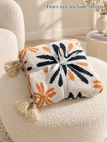 1PC Custom Embroidered Name Firework Knit Throw Blanket, Tassel Detail Knitted Blanket, Multiple Color Selections, Decorative Cover For Sofa & Bed, Holiday Gift For Family - Multicolor - View 9