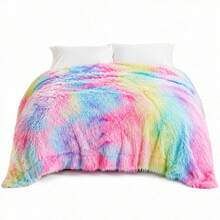 Multicolor Long Pile Blanket For Bed And Sofa, Soft And Fluffy 160x220 Cm Throw, Reversible Bedspread With Warm And Cozy Design For Your Home - Multicolor - View 10