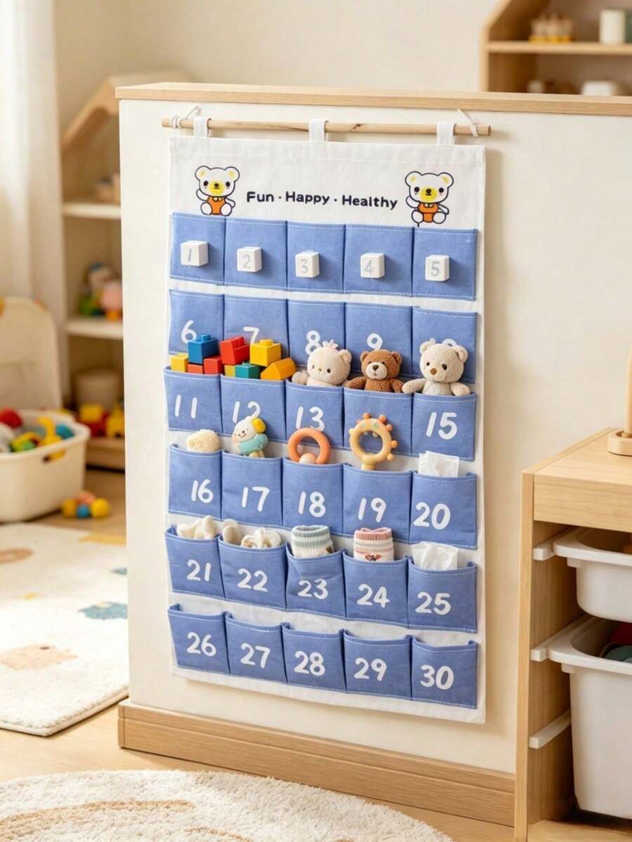Blue Multi-Pocket Hanging Storage Bag, Suitable For Organizing And Sorting Various Items, Ideal For Daily Indoor Multi-Scenario Storage Use - Multicolor - View 1