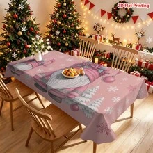 1pc Rectangular Christmas Theme Printed Tablecloth, Suitable For Indoor/Outdoor Dining, Party, Buffet, Wedding, Woven Polyester Tablecloth - Multicolor - View 12