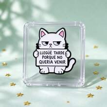 Funny Spanish Quote Cat Enamel Pin, Grumpy White Cartoon Cat Brooch, Cute Badge For Backpack Hat Clothing Decor, Lovely Gift For Man Women - Black and White - View 7