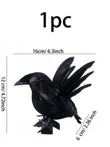 1pc Realistic Crow Decor With Black Feathers And Shoulder Strap, Suitable For Gothic Cosplay, Halloween And Christmas Celebrations (No Battery Required) - View 17