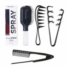 4pcs Hair Comb Set, 2-In-1 Spray Comb, Anti-Static Wide Tooth Comb, Detangling Comb, Straightening Comb, Moisturizing Comb, Suitable For All Hair Types, Women's Hair Accessories, Hair Care Products, Hair Styling Tools, Salon Equipment - Multicolor - View 8