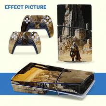 Desert Wanderer Sci-Fi Art Vinyl Sticker Set Compatible With PS5 Slim, Full Set Includes Console Sticker + 2 Controller Stickers, Premium PVC Material, Scratch-Resistant And Wear-Resistant, Removable Without Residue Gaming Console Decorative Film - View 8