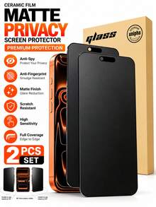 3片裝磨砂防窺螢幕保護貼，相容 13/14/15/16/17/18 Promax/Pro/16 Plus/16e/17Air，防指紋、無氣泡、防刮，聖誕主題時尚手機殼防指紋保護套 - 2件 - 查看 1