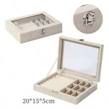 1pc Luxury Crystal Handle Jewelry Storage Box, Transparent Acrylic Jewelry Cabinet With Velvet Drawer - Multicolor - View 13