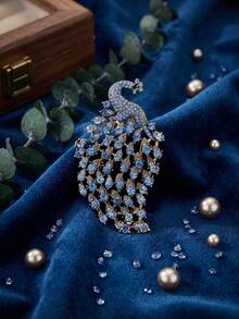 Vintage Peacock Brooch For Women Rhinestone Bird Pin Party Banquet Jewelry Accessory Gift - Peacock - View 9