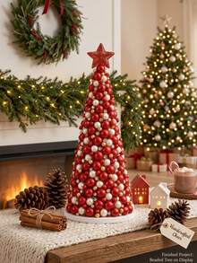 1pc DIY Beaded Christmas Tree Craft Kit-A Whimsical, Miniature Tabletop Christmas Tree Featuring Colorful Beads And A Star Topper. Perfect For Holiday Crafting, Christmas Table Centerpieces, Handmade Gifts, Home Decor, And Family Craft Nights. - Multiple Styles - View 9