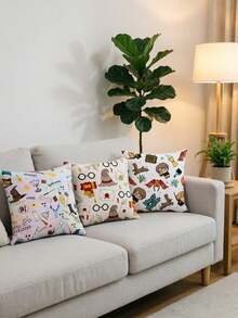 Warner Bros Harry Potter Wizard Themed Throw Pillow Covers, Hogwarts Magic Element Decorative Cushion Cases For Party & Home Decor, Crafted From Premium Soft Polyester Fabric, Features Multiple Classic Wizard Pattern Options Including Sorting Hat, Golden Snitch - Multiple Styles - View 9