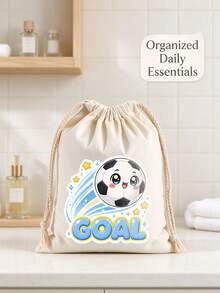 Cartoon Soccer GOAL Drawstring Bag, Fashionable Sports Storage Bag, Portable Outdoor Training Small Cloth Bag, Soccer Theme Gift Bag, Student PE Class Equipment Storage Bag. Fun Q-Version Soccer Print Design, Energetic Style, Drawstring Closure Design For Easy Access, Conveniently Store Shoes, Wristbands, Towels, Small Items - Drawstring Bag - View 10
